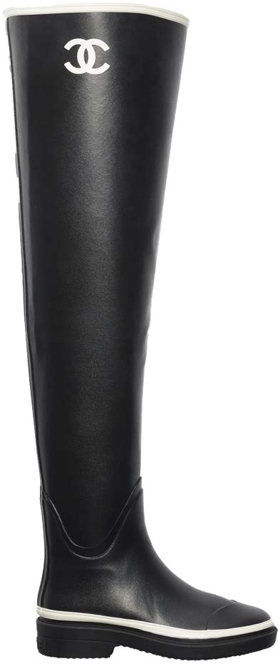 chanel thigh high rubber boots.